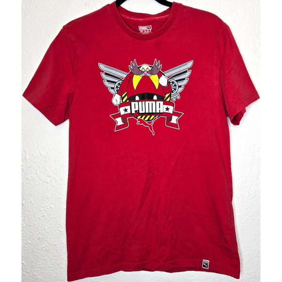 Puma x Sonic The Hedgehog Mens Dr Eggman T Shirt Medium Red Crew Streetwear Tee - Picture 1 of 7